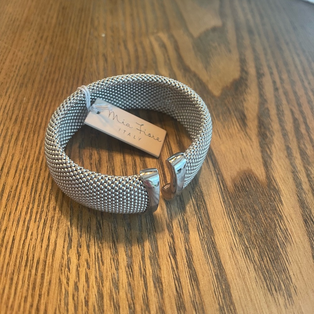 Silver and Gold Mesh Bracelet with Modern Design